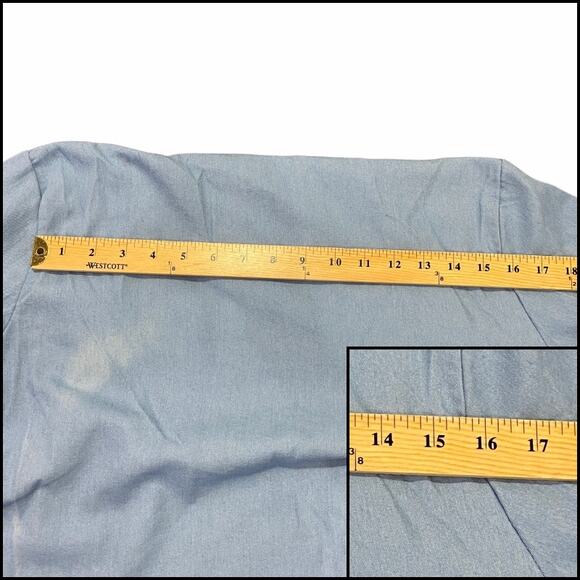 Chambray Waterfall Cardigan XL Blue Asymmetrical Open Front Roll Tab Sweater XL - Picture 8 of 13